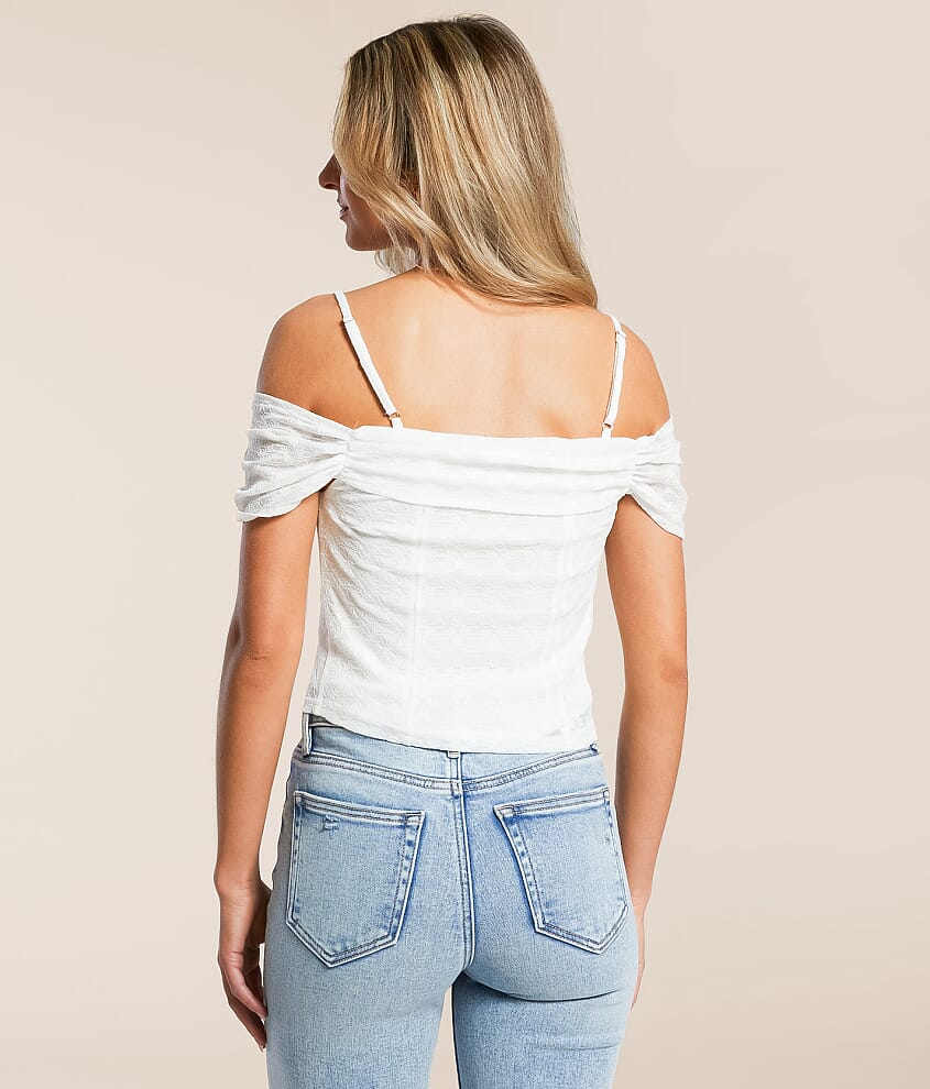 Floral Lace Cold Shoulder Top - thumbnail 2