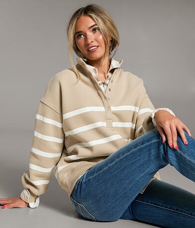 BKE Prep Edit - Striped Half Snap Pullover front view