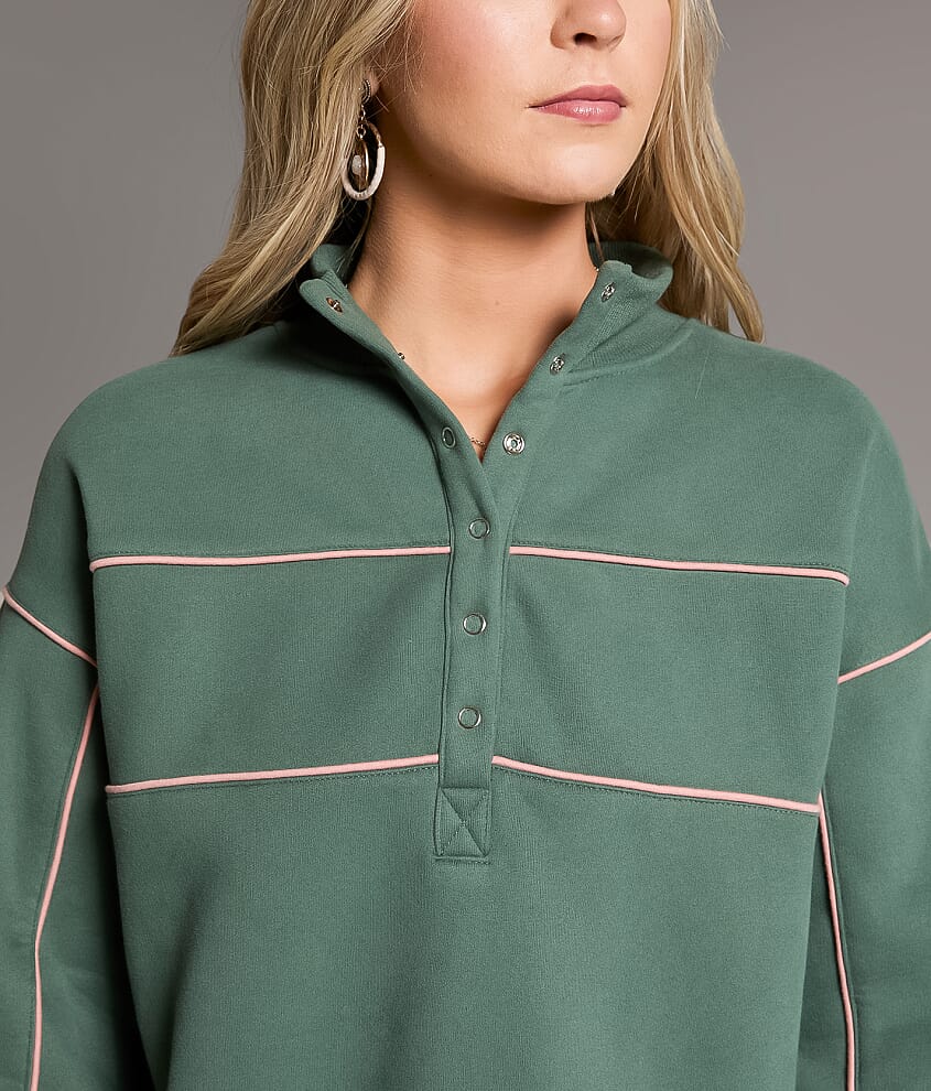 Contrast Piping Half Snap Pullover