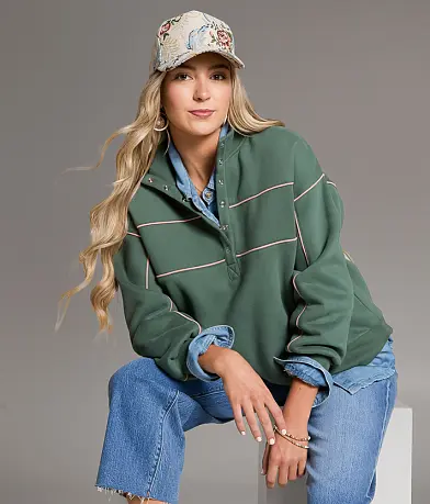 BKE Contrast Piping Half Snap Pullover front view