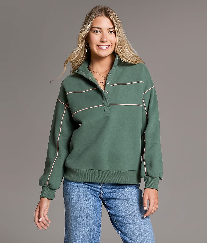 Contrast Piping Half Snap Pullover