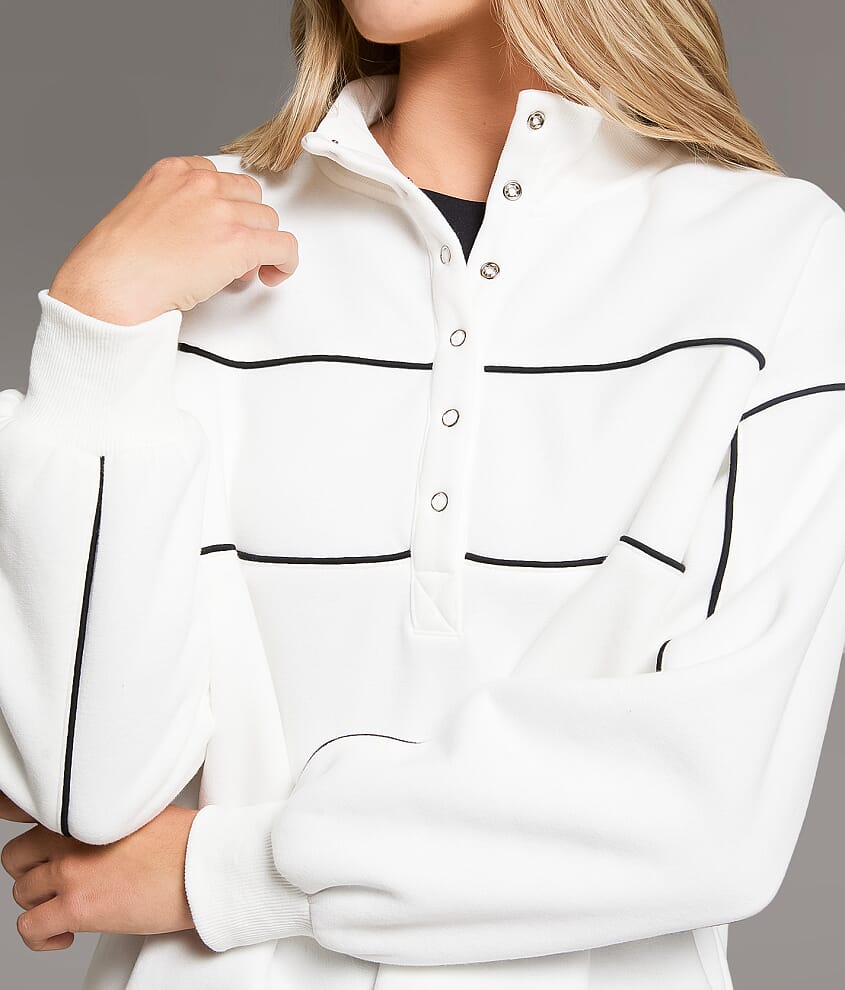 Contrast Piping Half Snap Pullover