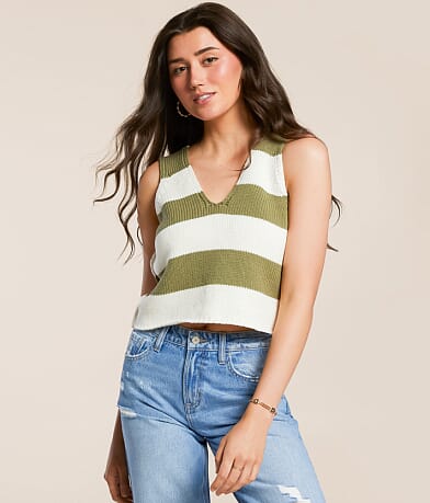 Willow & Root Striped Sweater Tank Top front view