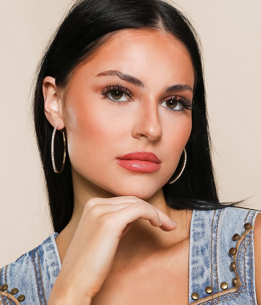 3 Pack Rhinestone Hoop Earring Set - thumbnail 3