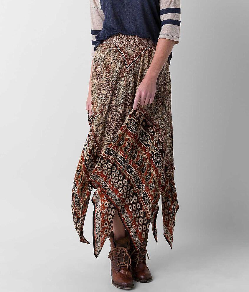 Patrons of Peace Handkerchief Hem Maxi Skirt - Women's Skirts in Brown ...