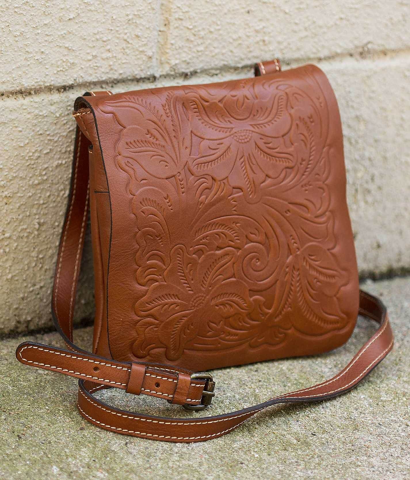 Patricia Nash offers Folklore Artisan Granada Florence Brown Leather Crossbody Bag New