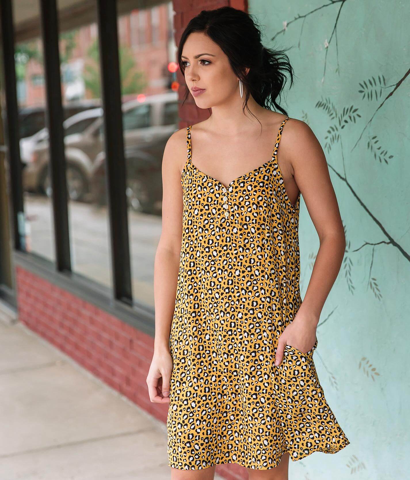 mustard leopard print dress