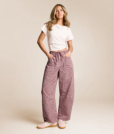 Peach Love California Dot Barrel Pant - Women's Pants in Dk Mauve