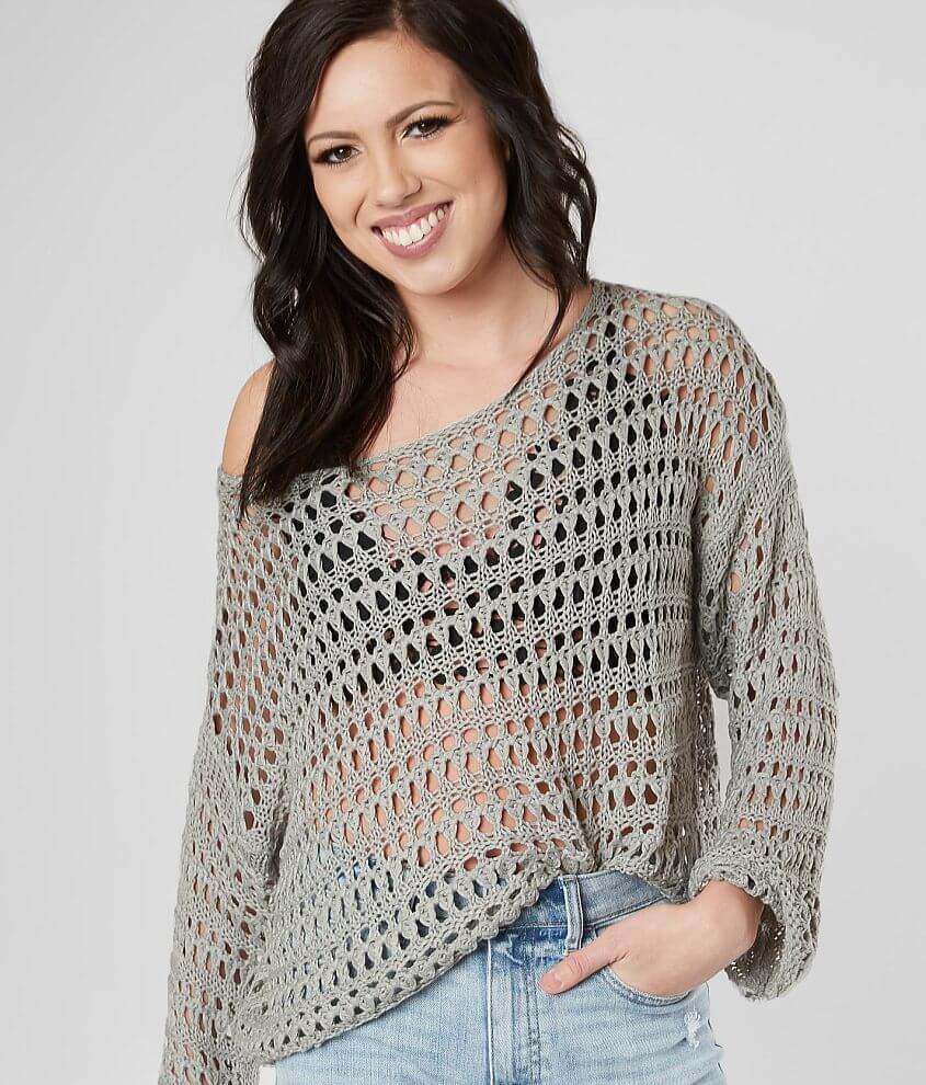 Fantastic Fawn Open Stitch Pullover - Women's Sweaters in Grey