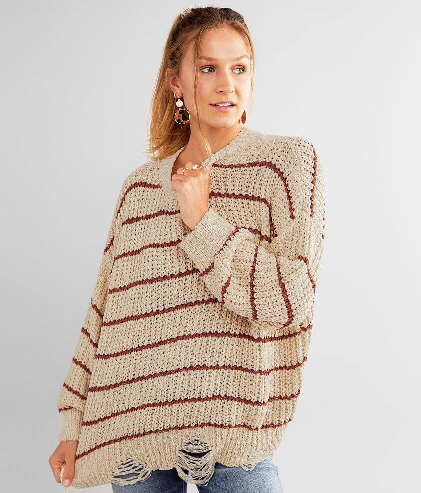 BKE Striped Pullover Sweater front view