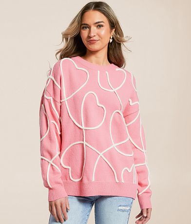 Peach Love California Heart Rope Sweater FULL_RIGHT_SIDE