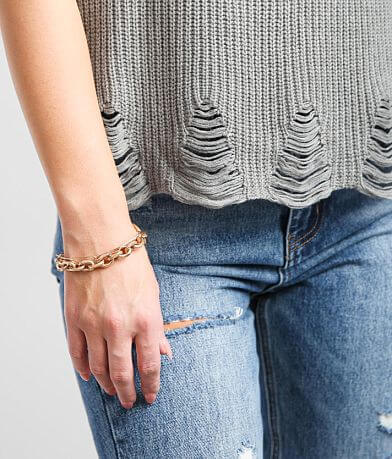 BKE Distressed Sweater Tank Top misc detail 1 view