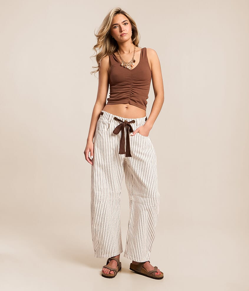 High Rise Striped Barrel Pant