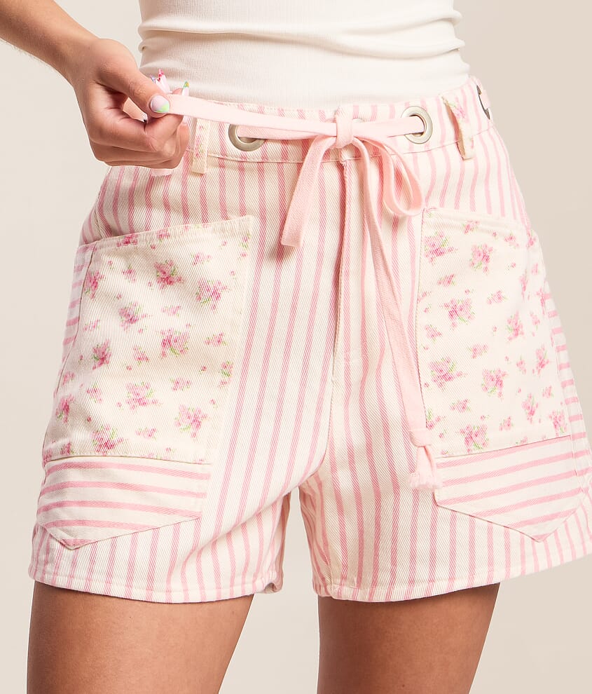 High Rise Floral Striped Short