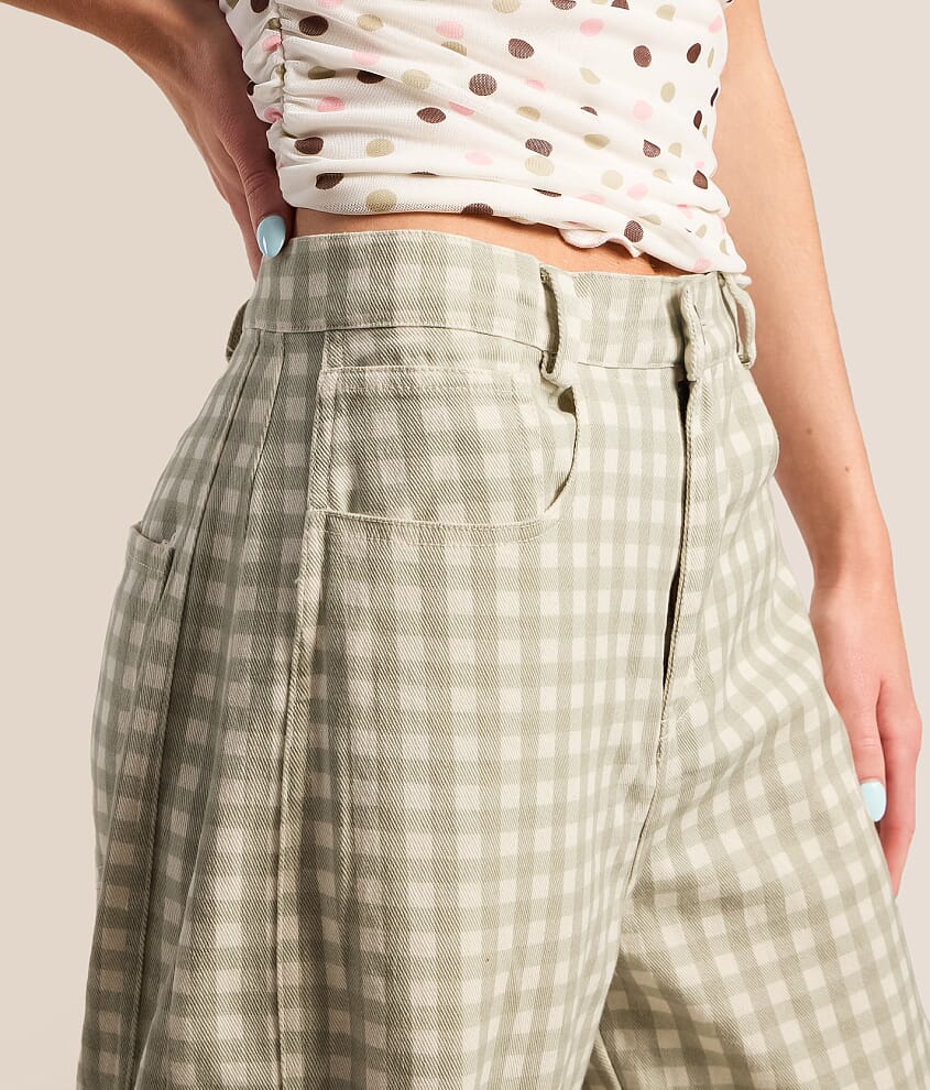 Gingham Barrel Pant