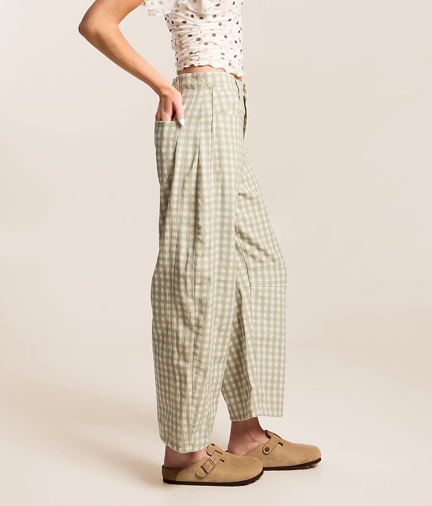 Gingham Barrel Pant