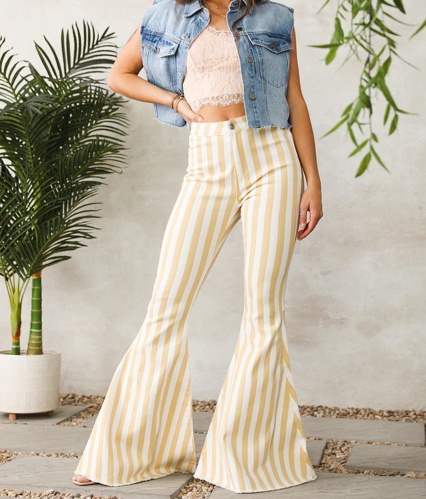 Peach Love California High Rise Extreme Flare Jean - Women's Jeans in Gold  White