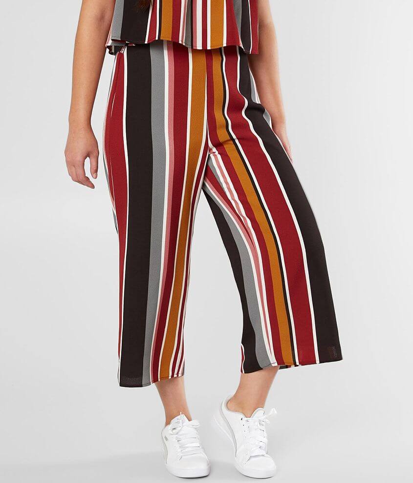 Daytrip Striped Gauze Cropped Gaucho Pant front view