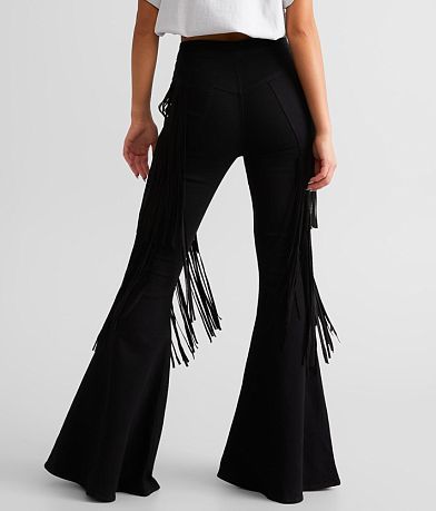 Sterling &amp; Stitch High Rise Fringe Flare Stretch Pant BACK
