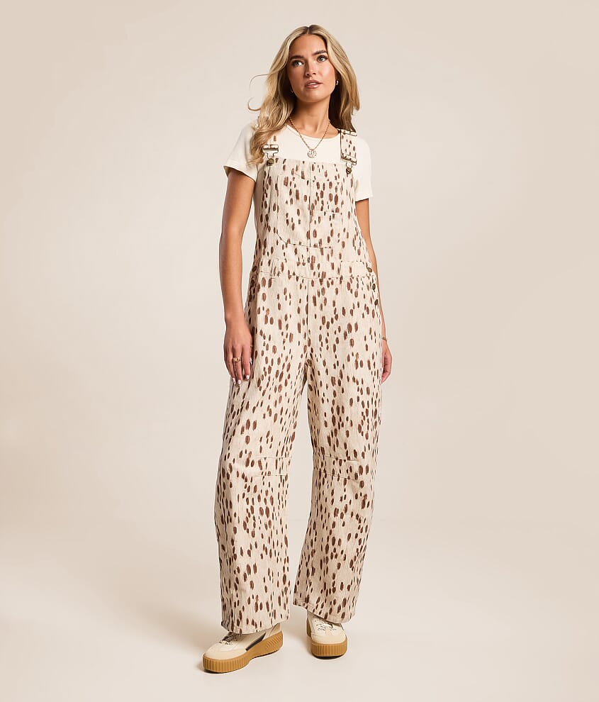Deer Print Barrel Overalls