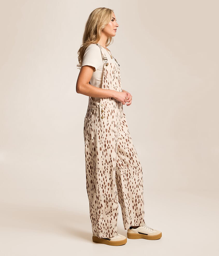 Deer Print Barrel Overalls
