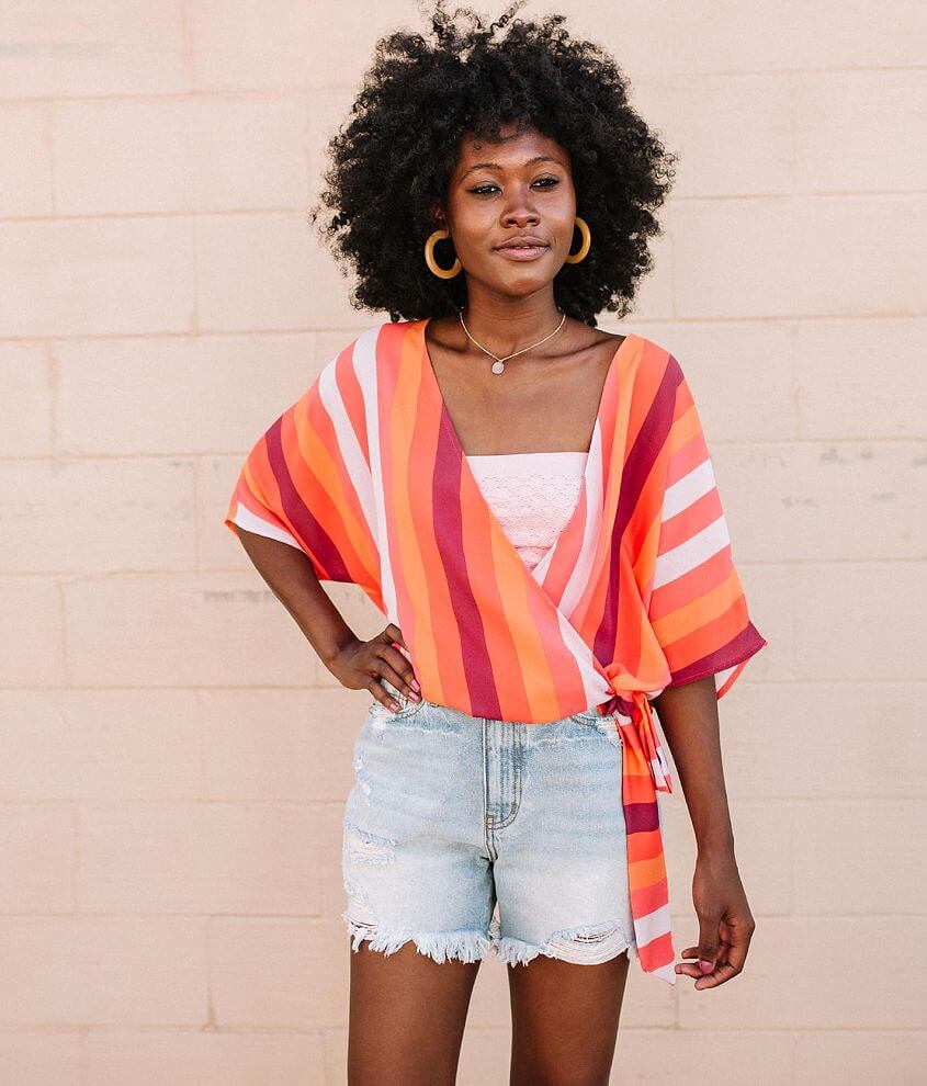 Willow &#38; Root Striped Front Tie Top front view