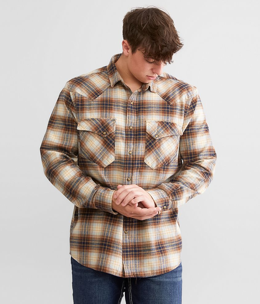 Pendleton Wyatt Shirt - Men's Shirts in Ochre Navy Gold Plaid