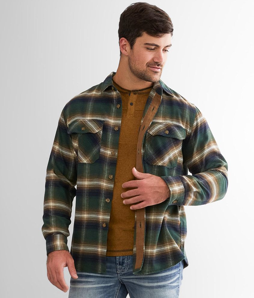 Olive green store plaid shirt mens