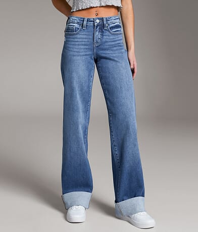 BKE Andi Wide Leg Stretch Cuffed Jean front view