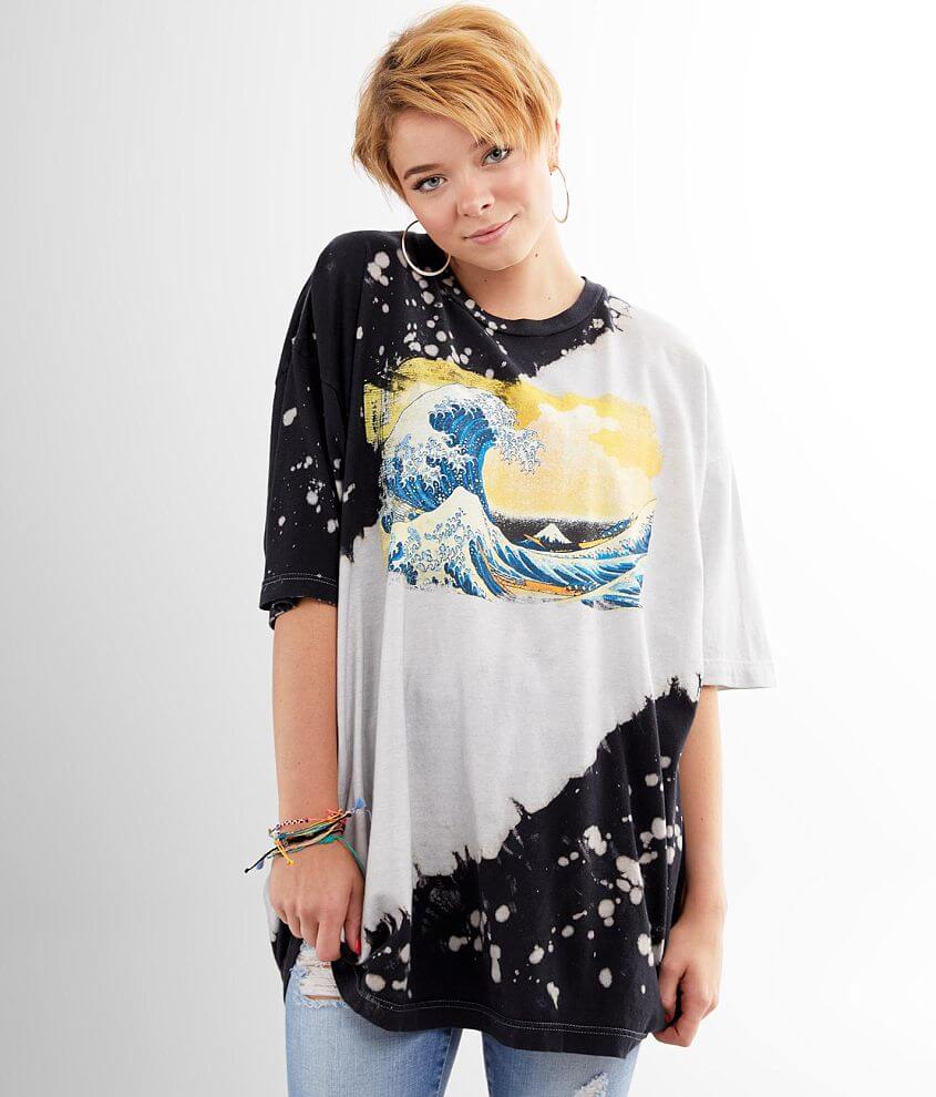 Oversized Bleach Wash Denim Shirt