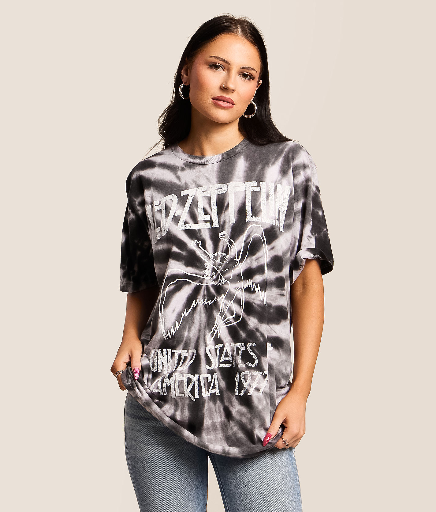 PHILCOS Led Zeppelin Tie Dye Oversized Band T-Shirt - Women's