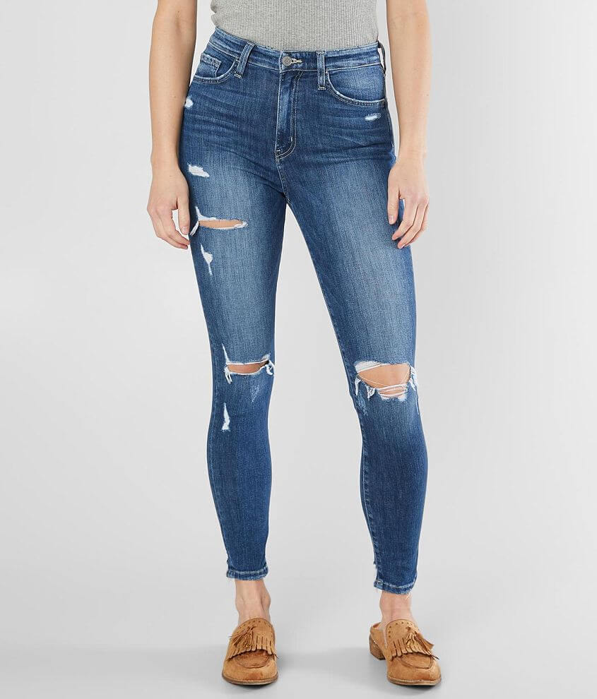 Bridge by GLY Curvy Ultra High Rise Ankle Jean Women's Jeans in Blue Blood Buckle