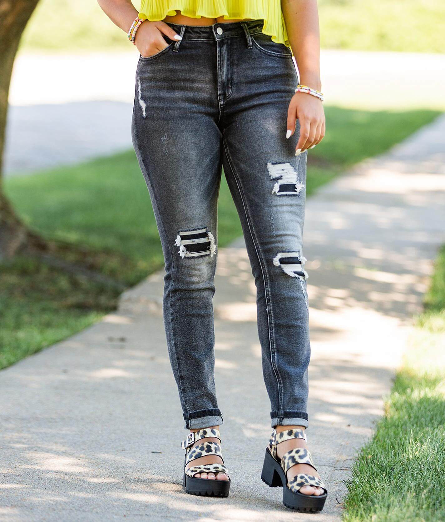 wet flare jeans