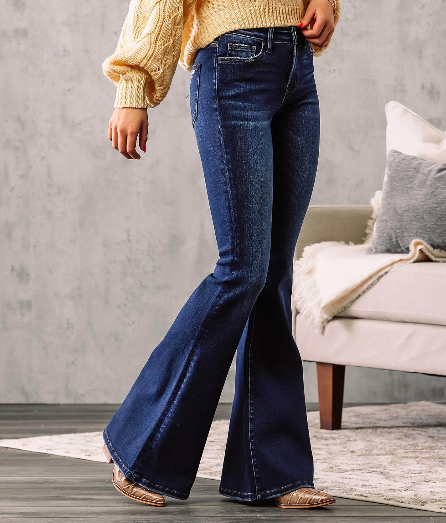 buckle flare jeans