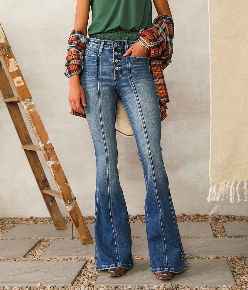 Front Seam High Rise Flare Jeans