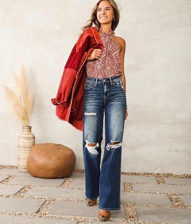Flying Monkey High Rise Wide Leg Stretch Jean misc detail 2 view