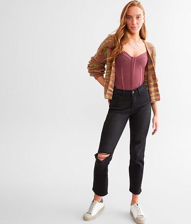 Flying Monkey High Rise Cropped Straight Stretch Jean front view