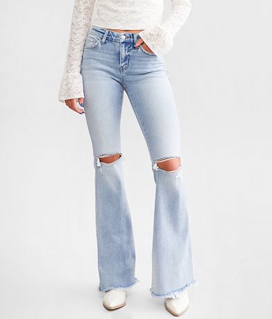 White Washed Denim Ruffle Bell Bottom Jeans – Bentleymac