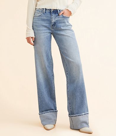 Flying Monkey Baggy Wide Leg Stretch Cuffed Jean front view