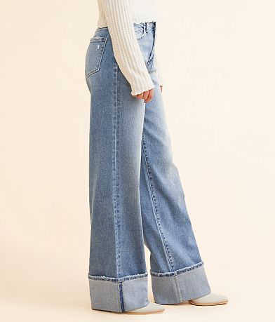 Flying Monkey Baggy Wide Leg Stretch Cuffed Jean FULL_LEFT_SIDE