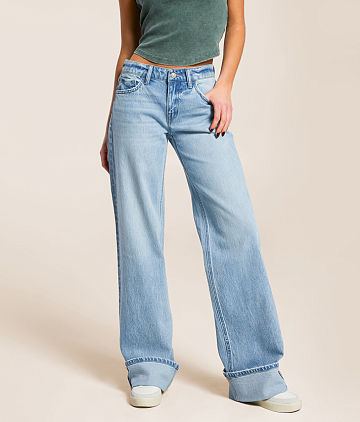 Baggy Low Rise Wide Leg Stretch Cuffed Jean