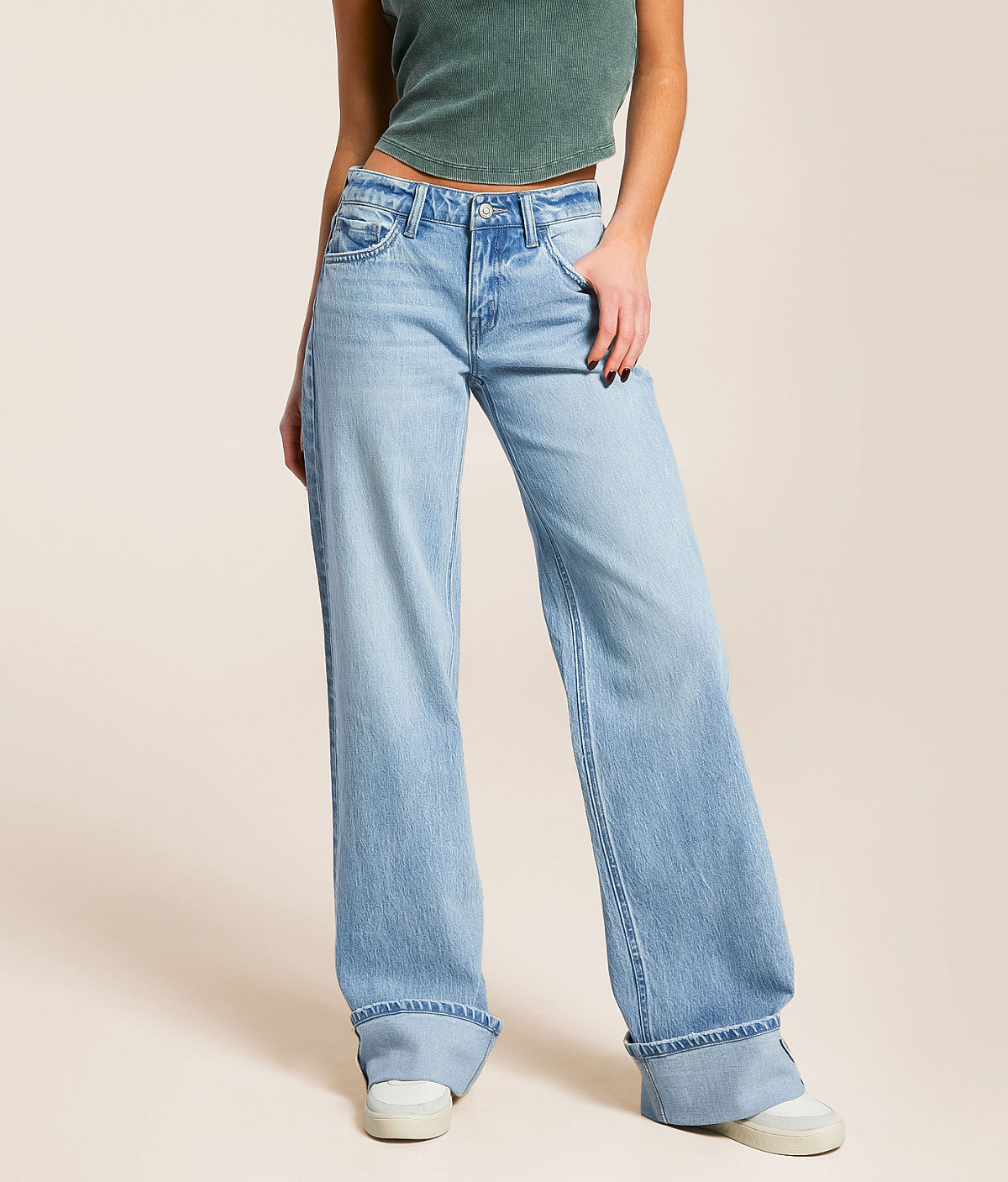 Flying Monkey Baggy Low Rise Wide Leg Stretch Cuffed Jean — Elate by Buckle
