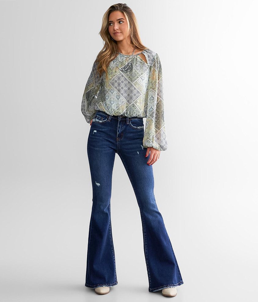 Flying Monkey High Rise Flare Stretch Jean front view