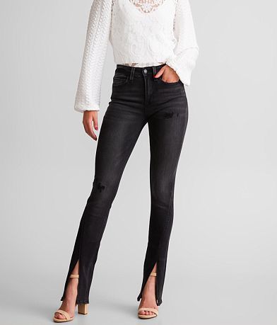 Flying Monkey High Rise Slim Straight Split Jean front view