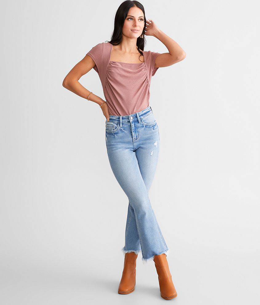 High Rise Cropped Flare Stretch Jean