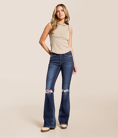Flying Monkey High Rise Flare Stretch Jean front view