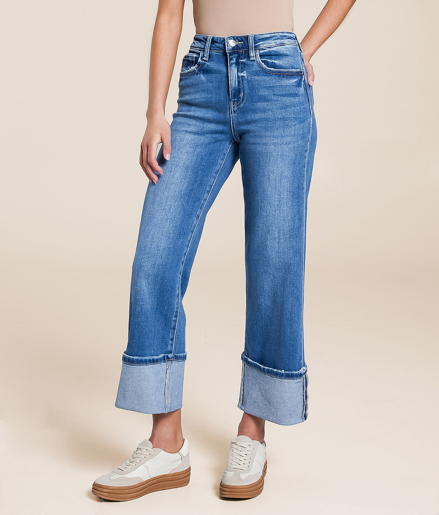 High Rise Cropped Wide Leg Stretch Jean