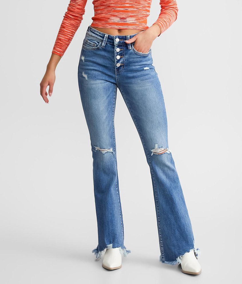 VERVET High Rise Flare Stretch Jean front view