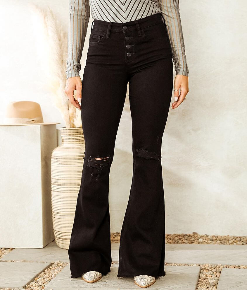 Black flare jeans high clearance waisted