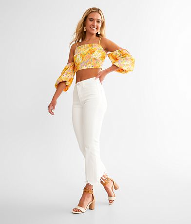 VERVET High Rise Cropped Flare Stretch Jean front view